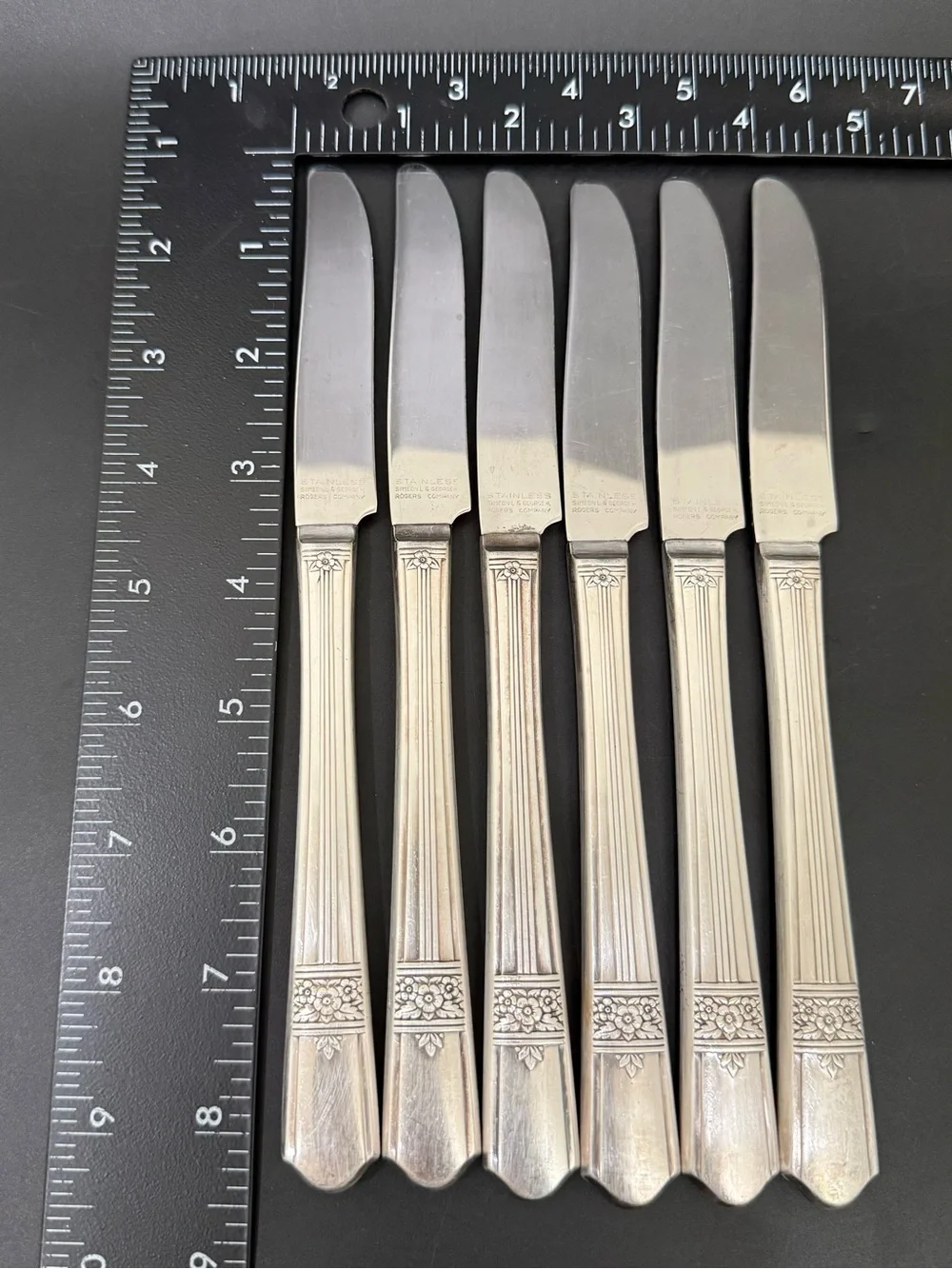Vintage ONEIDA Simeon & George Rogers Co. Silver Rose Silver-plate Dinner Knives